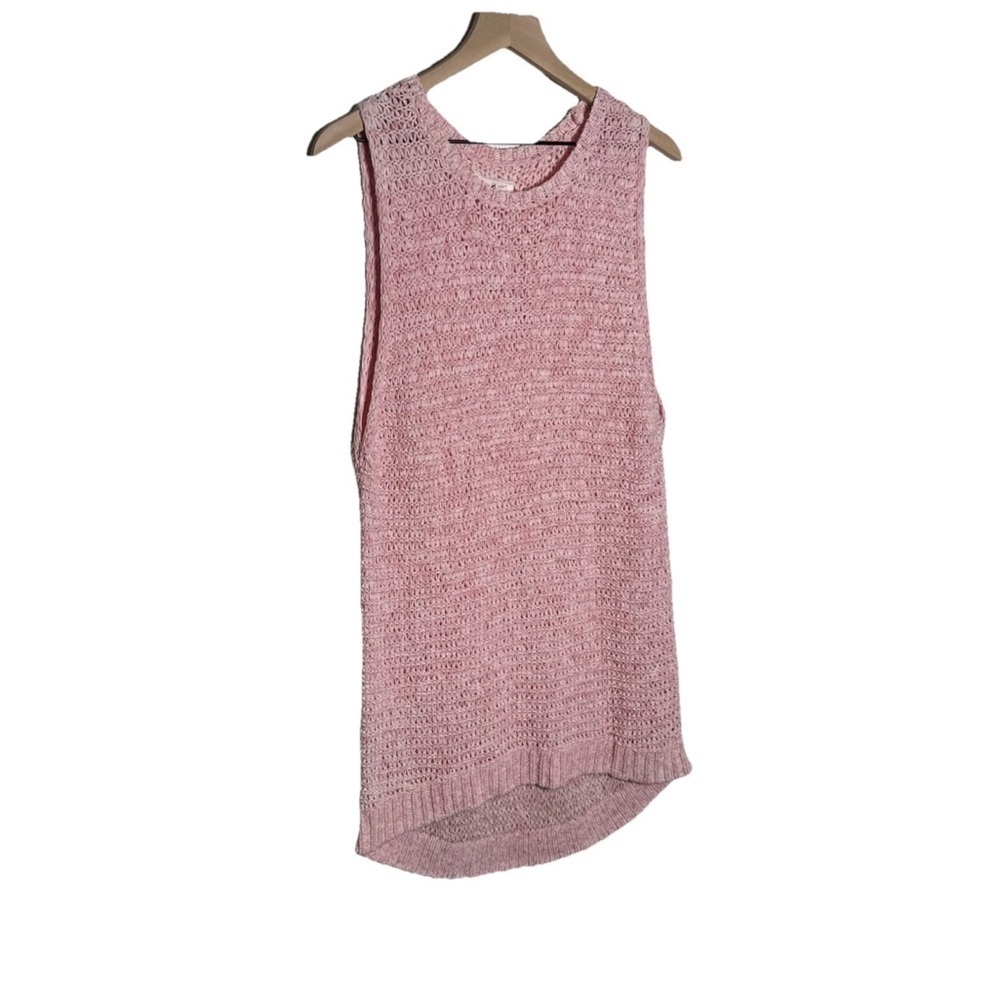 Lou & Grey For Women XL Sweater Dress Hi Low Sleeveless Pink Crochet Knit Beachy - Picture 4 of 14